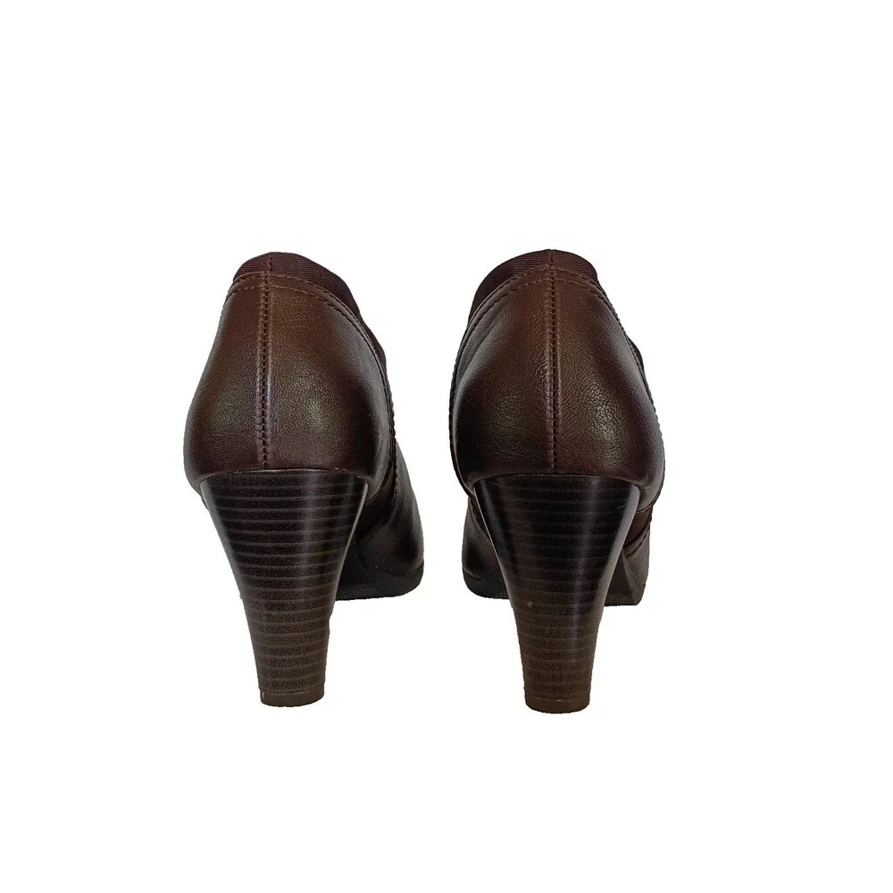 G H Bass  Gayle Brown Ankle Boots Slip On Booties Stretch Sides 3